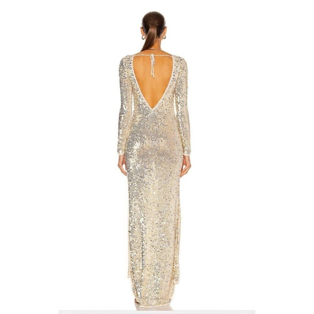 retrofete Alexa Dress Ivory, Gold & Silver crochet Sequin - Picture 4 of 5
